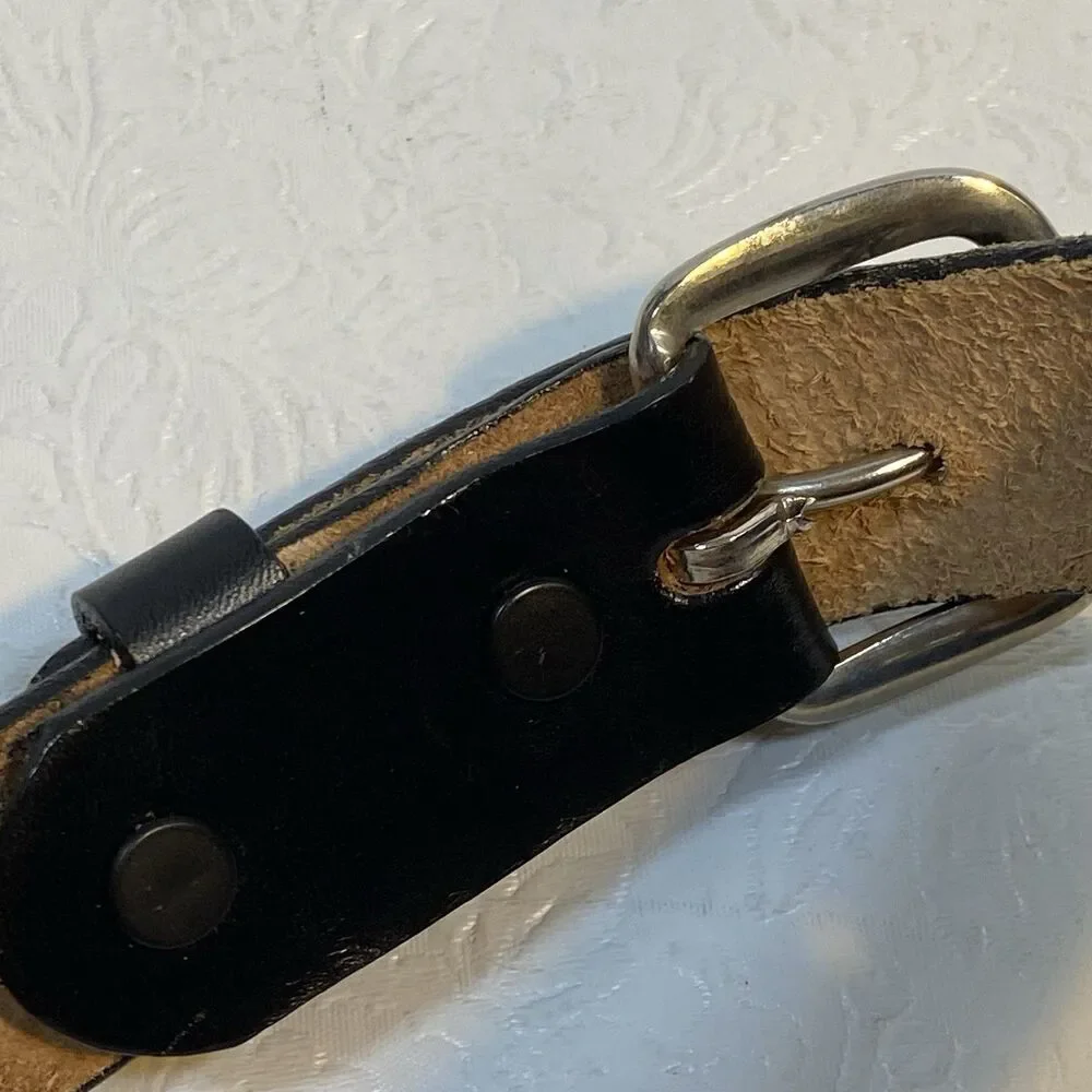 Circle G Hand Tooled Black Leather Dog Collar 20